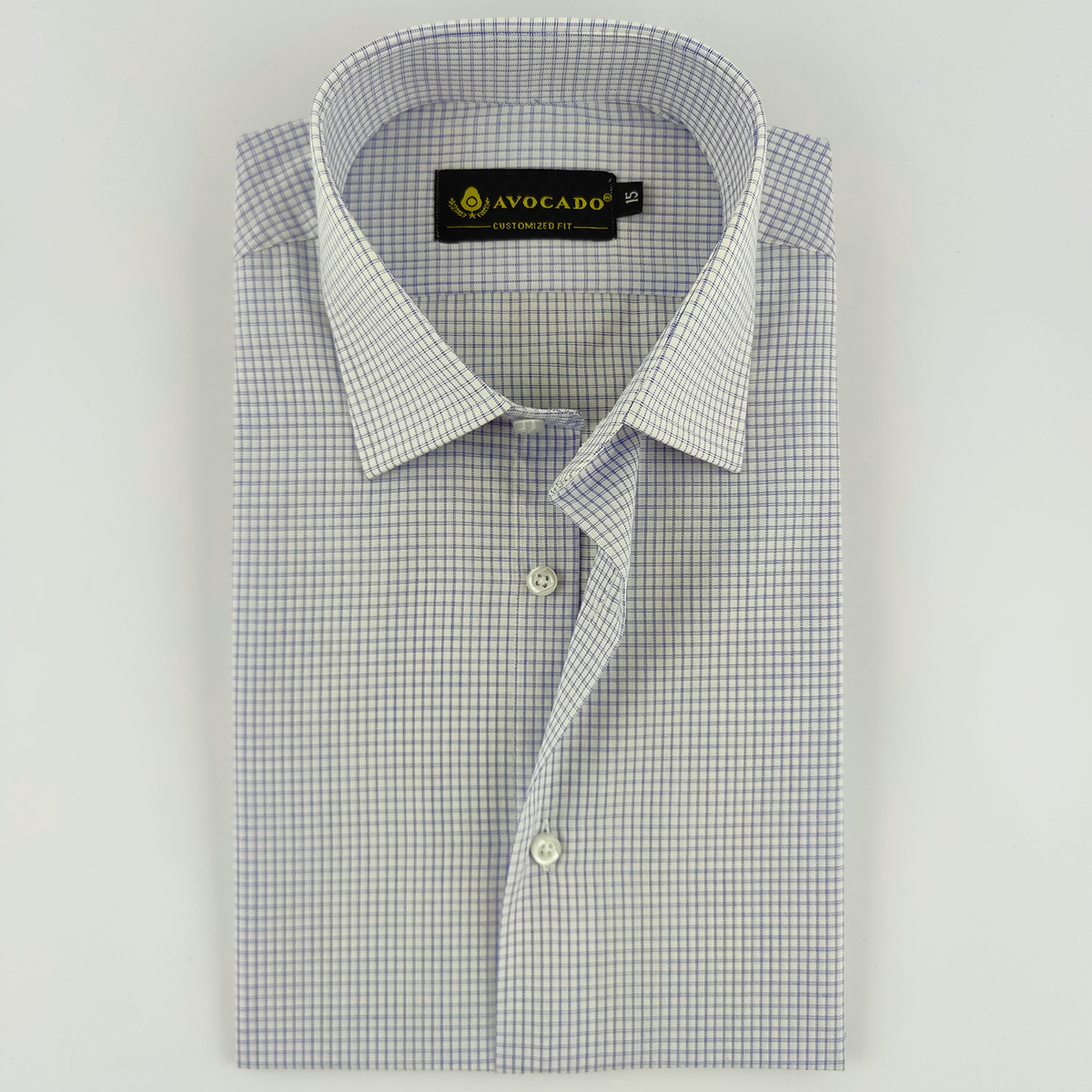White & Navy Blue Check Shirt