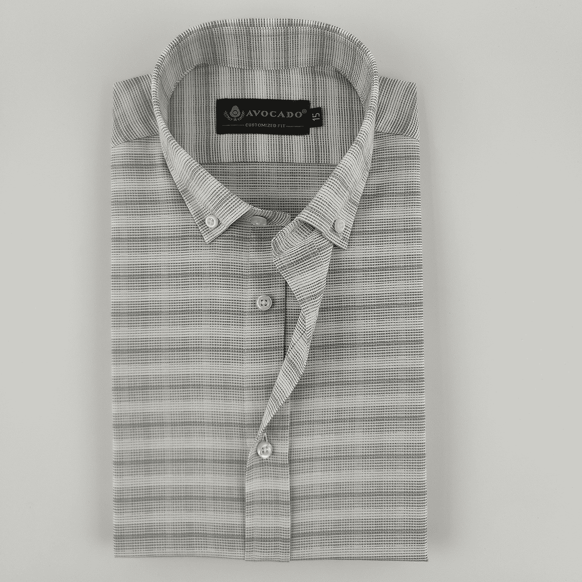 Grey & White Striped Self Shirt