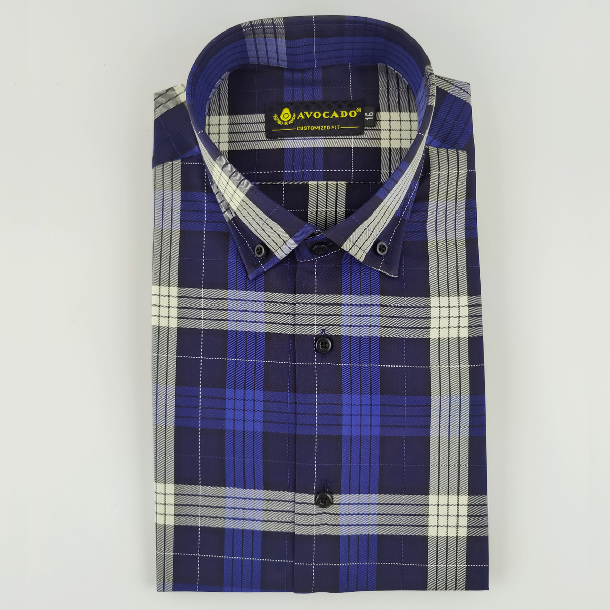 Navy Blue Denim Check Shirt