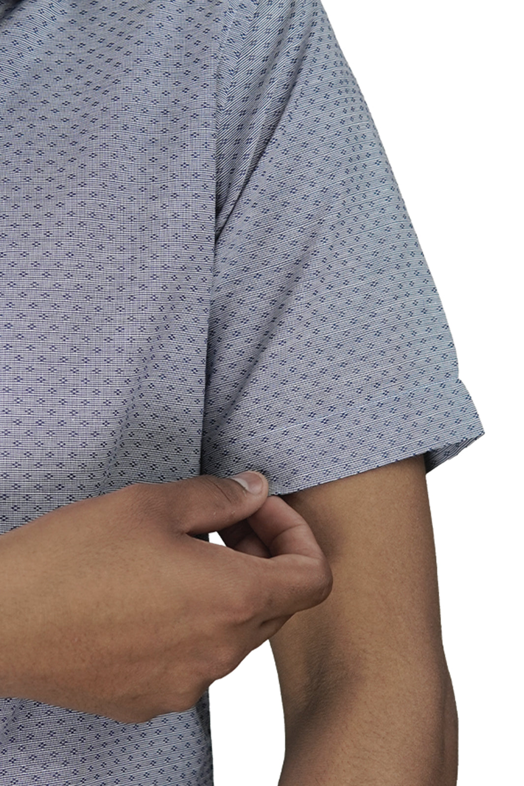 Navy & Grey Jacquard Cuban Shirt - Premium Weave