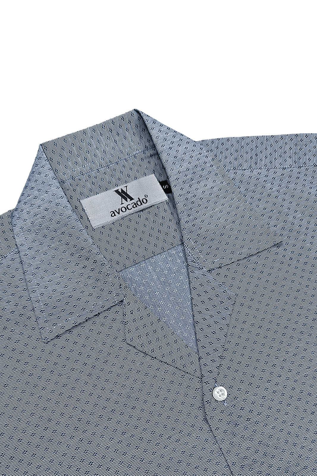 Navy & Grey Jacquard Cuban Shirt - Premium Weave
