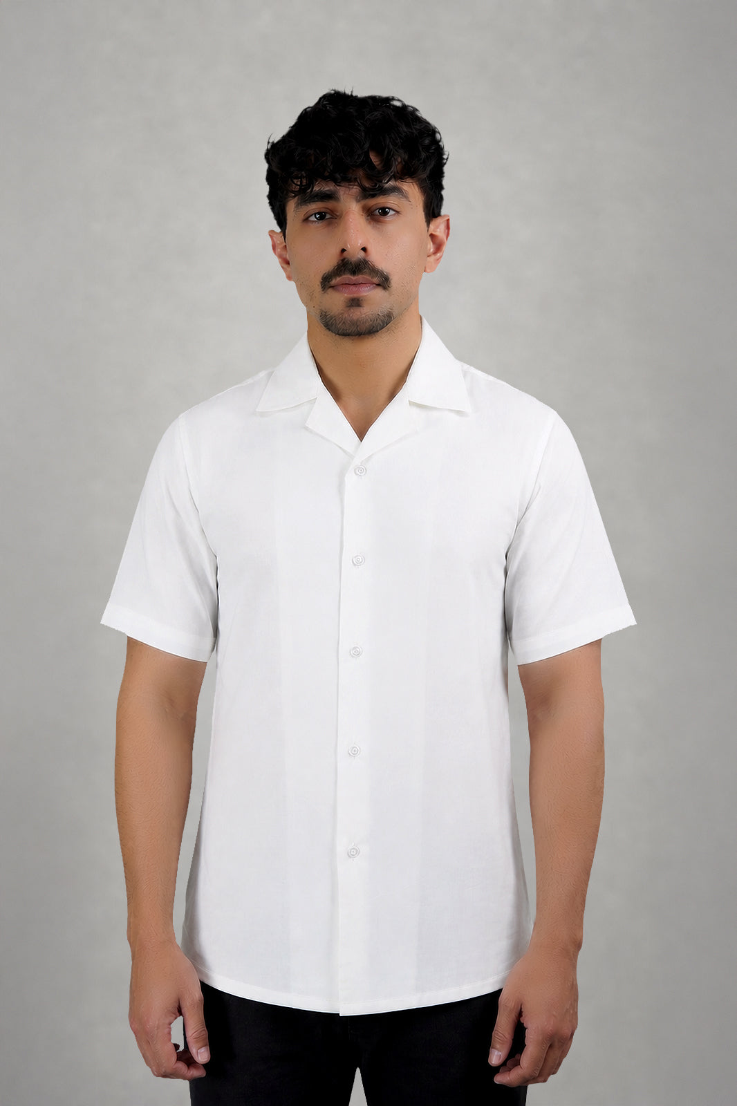 Mid White Heavy-Weight Irish Linen Cuban Shirt