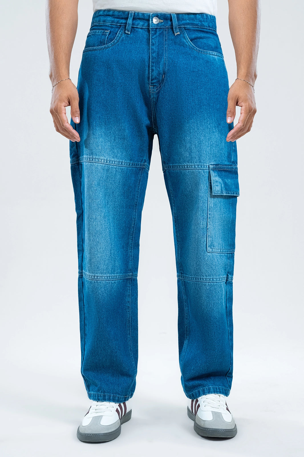 Mid Blue Cargo-Straight Fit