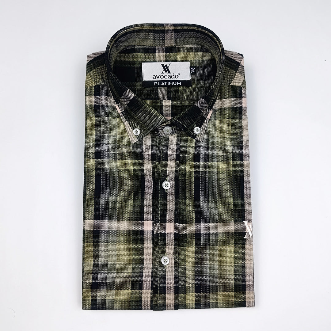 BOTTLE GREEN IRISH LINEN BUTTON DOWN SHIRT – AVOCADO