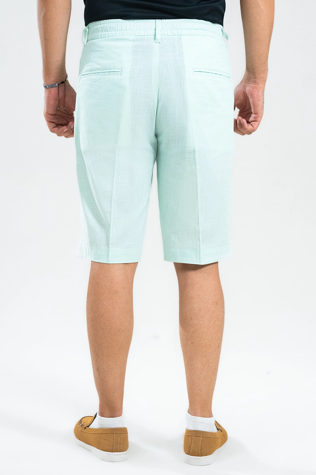 Sage Mist Textured Linen Shorts