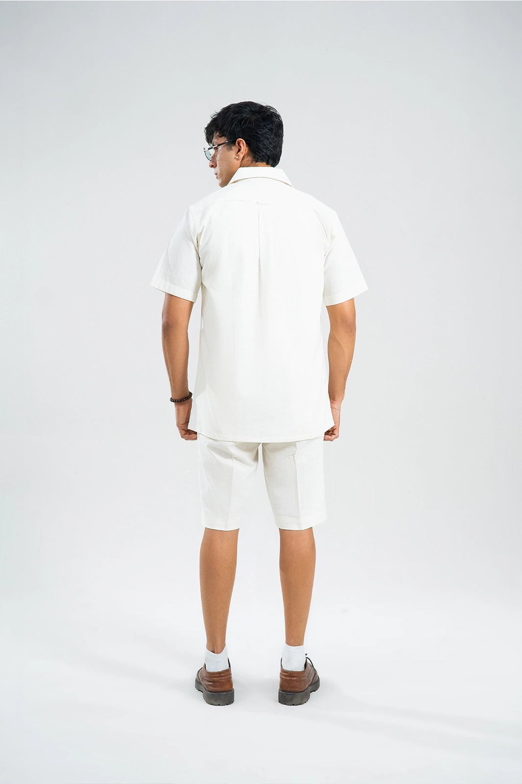 Ivory White Double Pocket Cuban Shirt