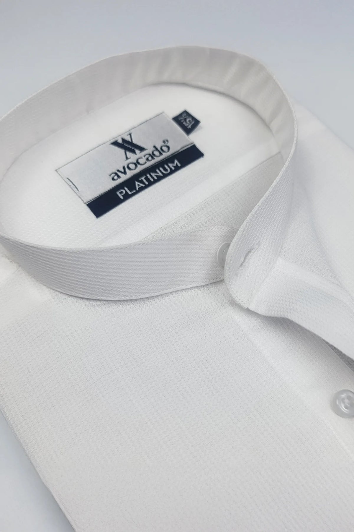 White Self Texture Mandarin Shirt