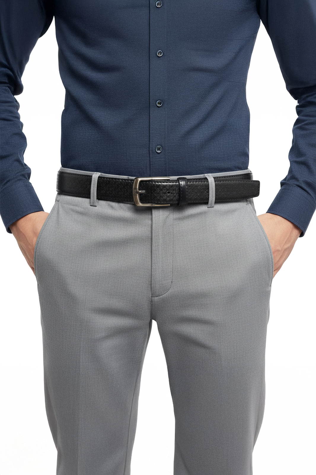 BLACK TEXTURE FORMAL BELT
