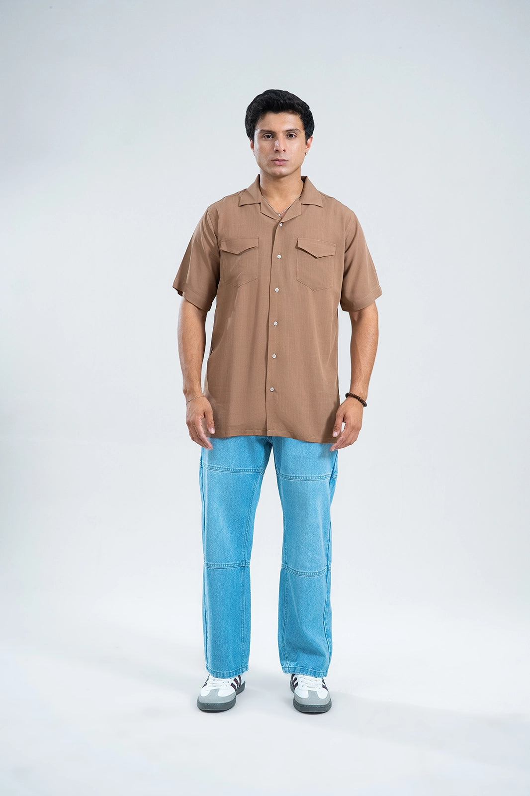 Walnut Brown Double Pocket Cuban Shirt