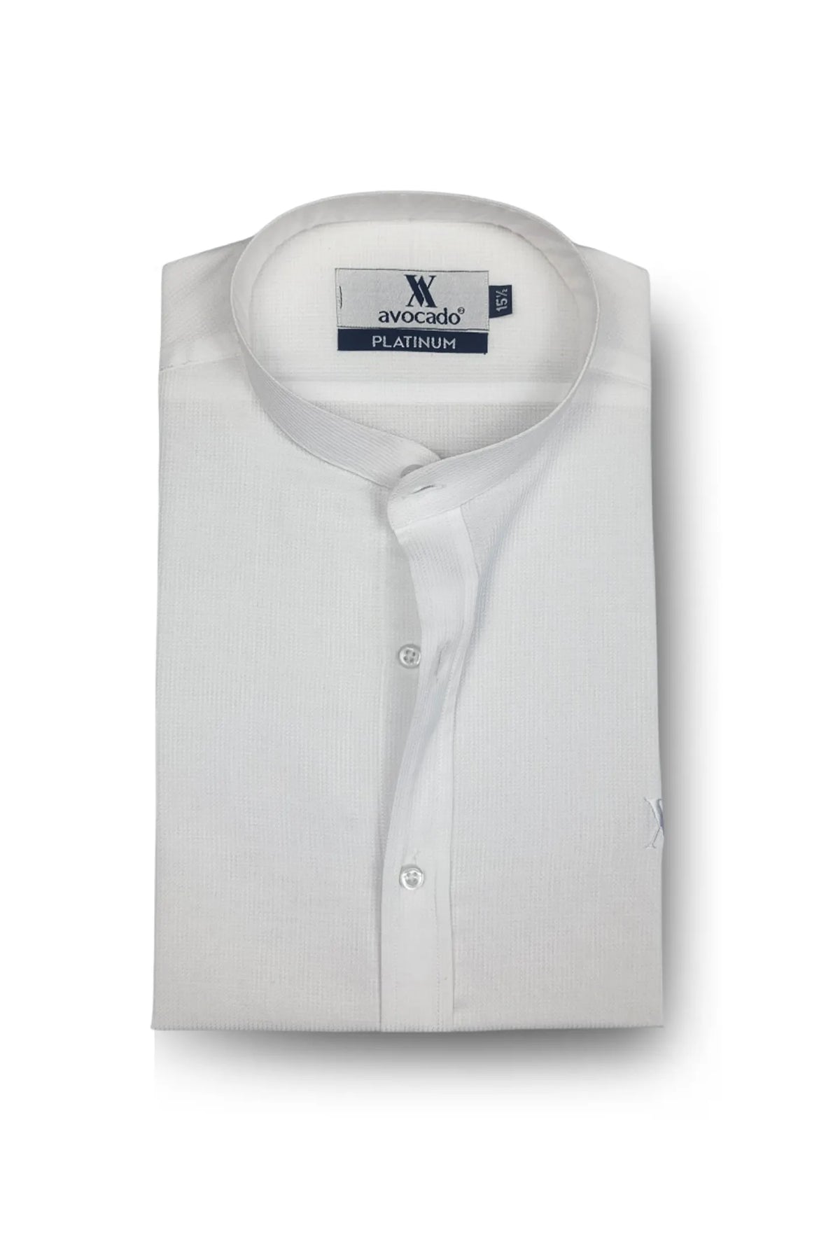 White Self Texture Mandarin Shirt