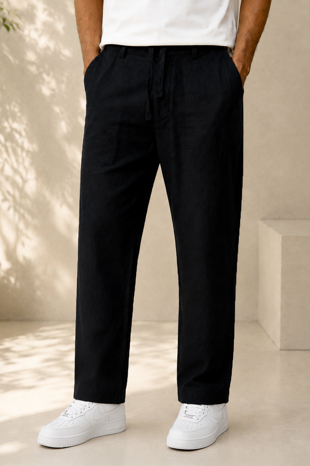 Classic Black Irish Linen Trousers