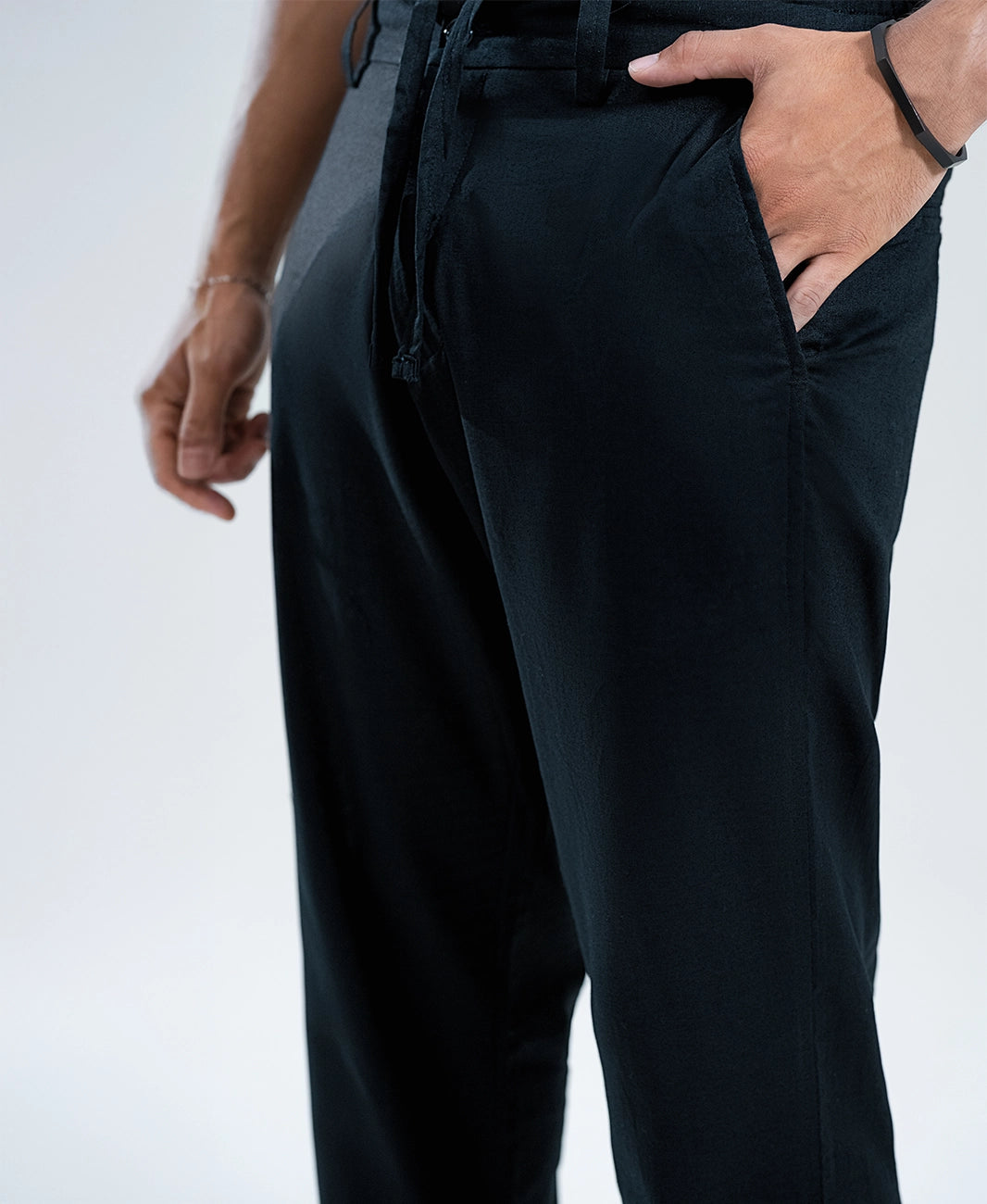 Classic Black Irish Linen Trousers