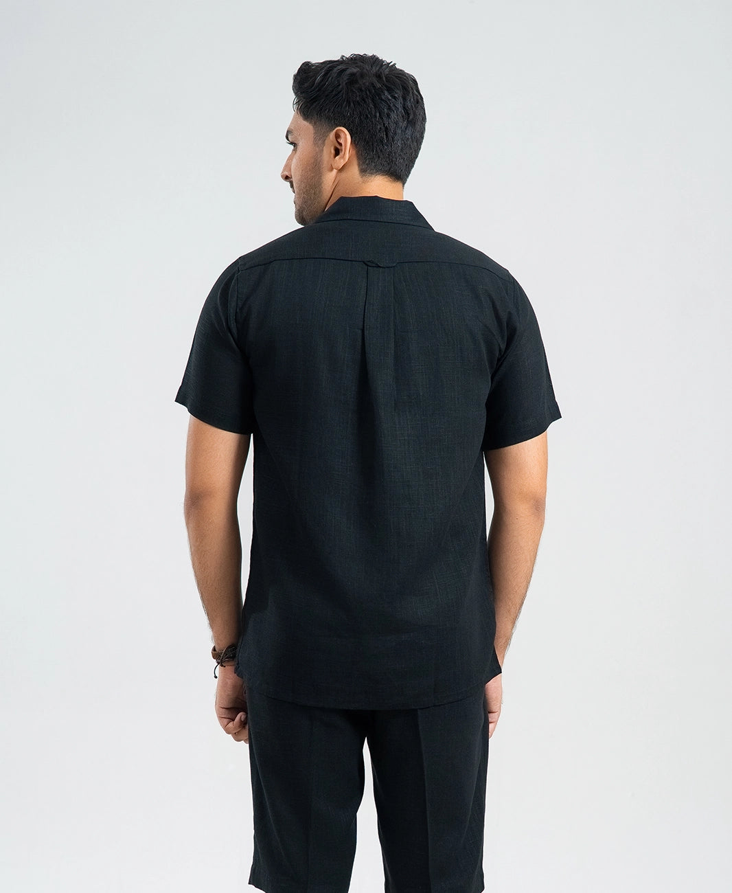 Midnight Black Double Pocket Cuban Shirt