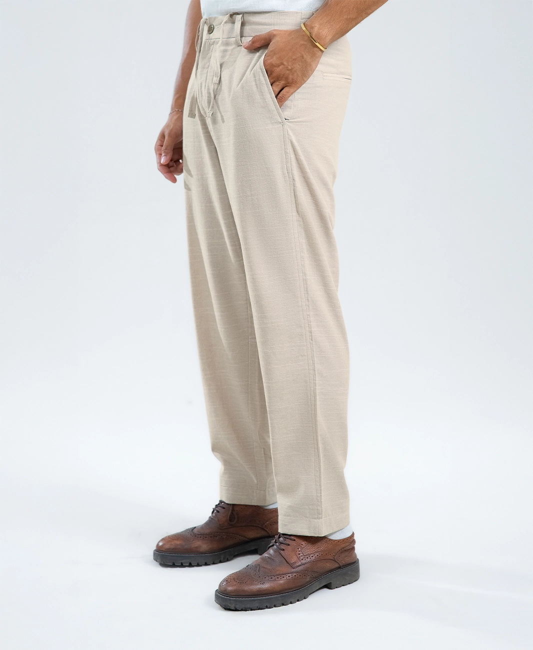Rust Peach Irish Linen Fashion Trousers