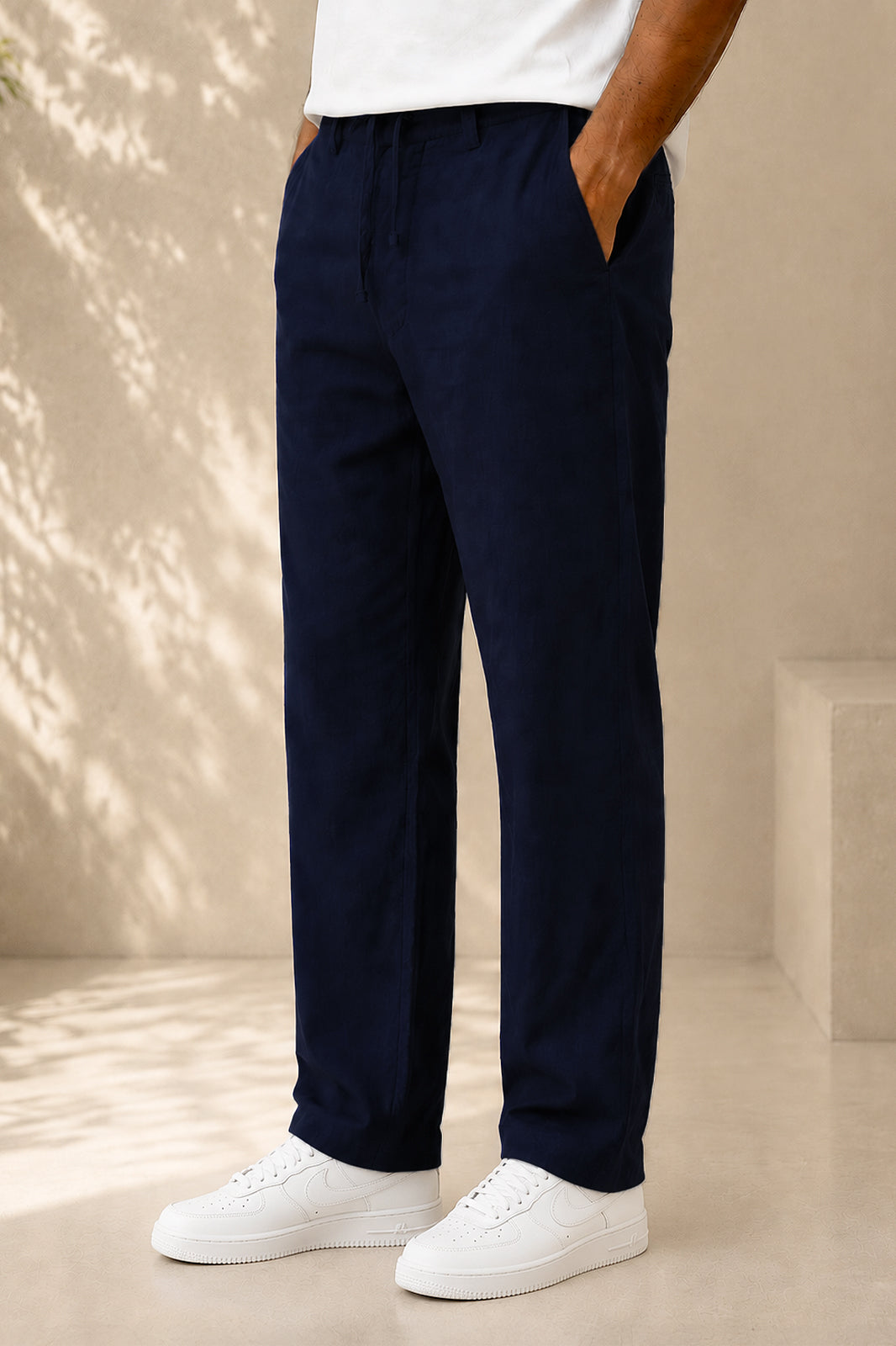 Men’s Navy Irish Linen Trousers