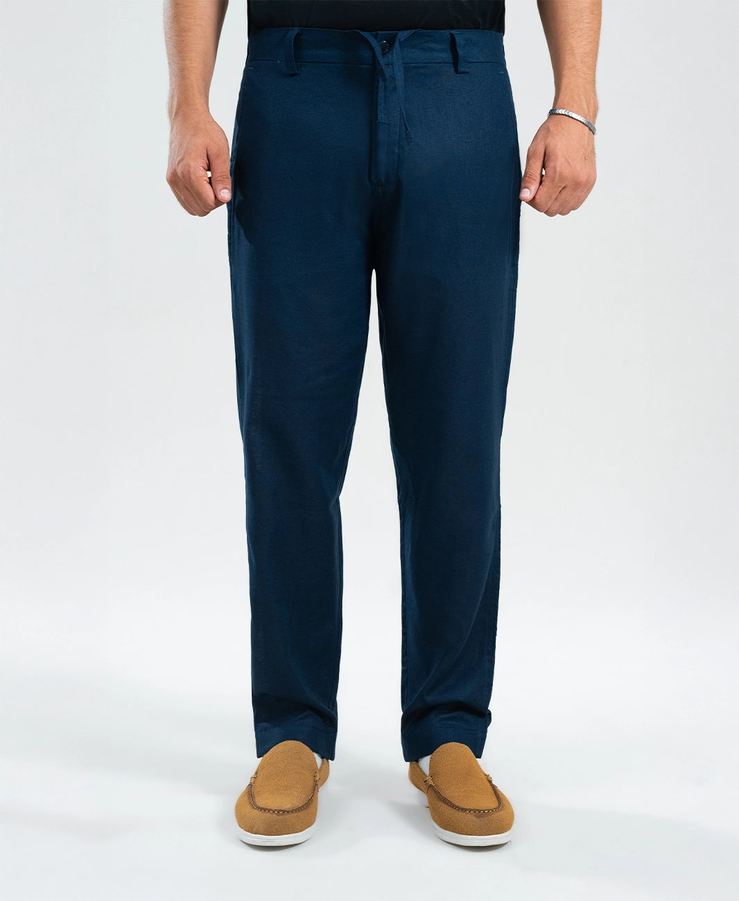 Men’s Navy Irish Linen Trousers