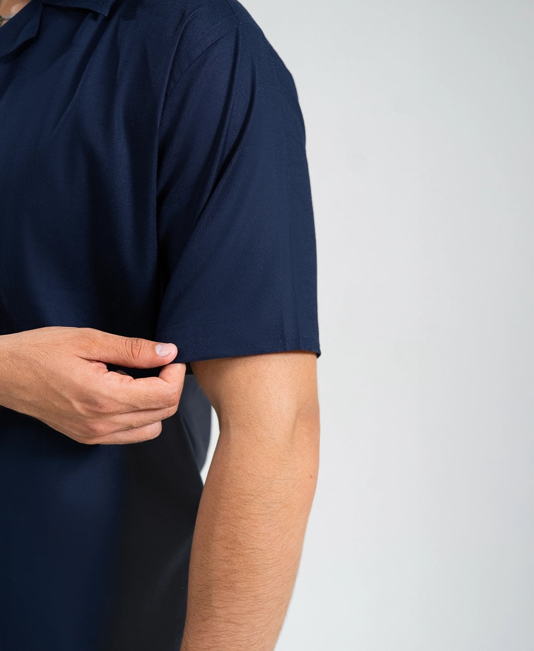 Deep Navy Irish Linen Cuban Collar Shirt
