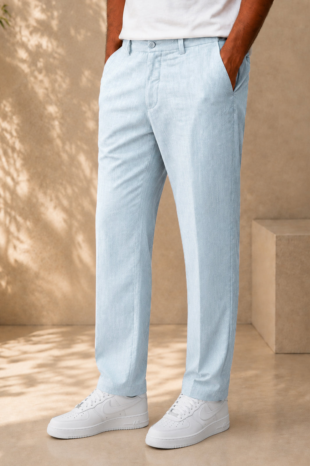 New Sky Blue Irish Linen Lightweight Trousers