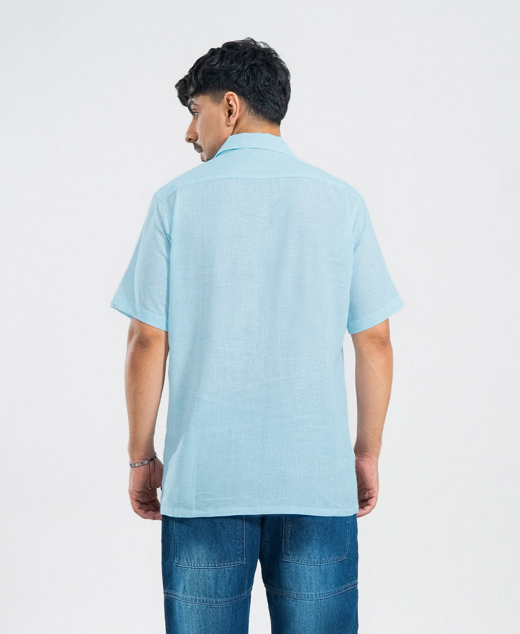 Sky Blue & White Stripe Irish Linen Cuban Shirt