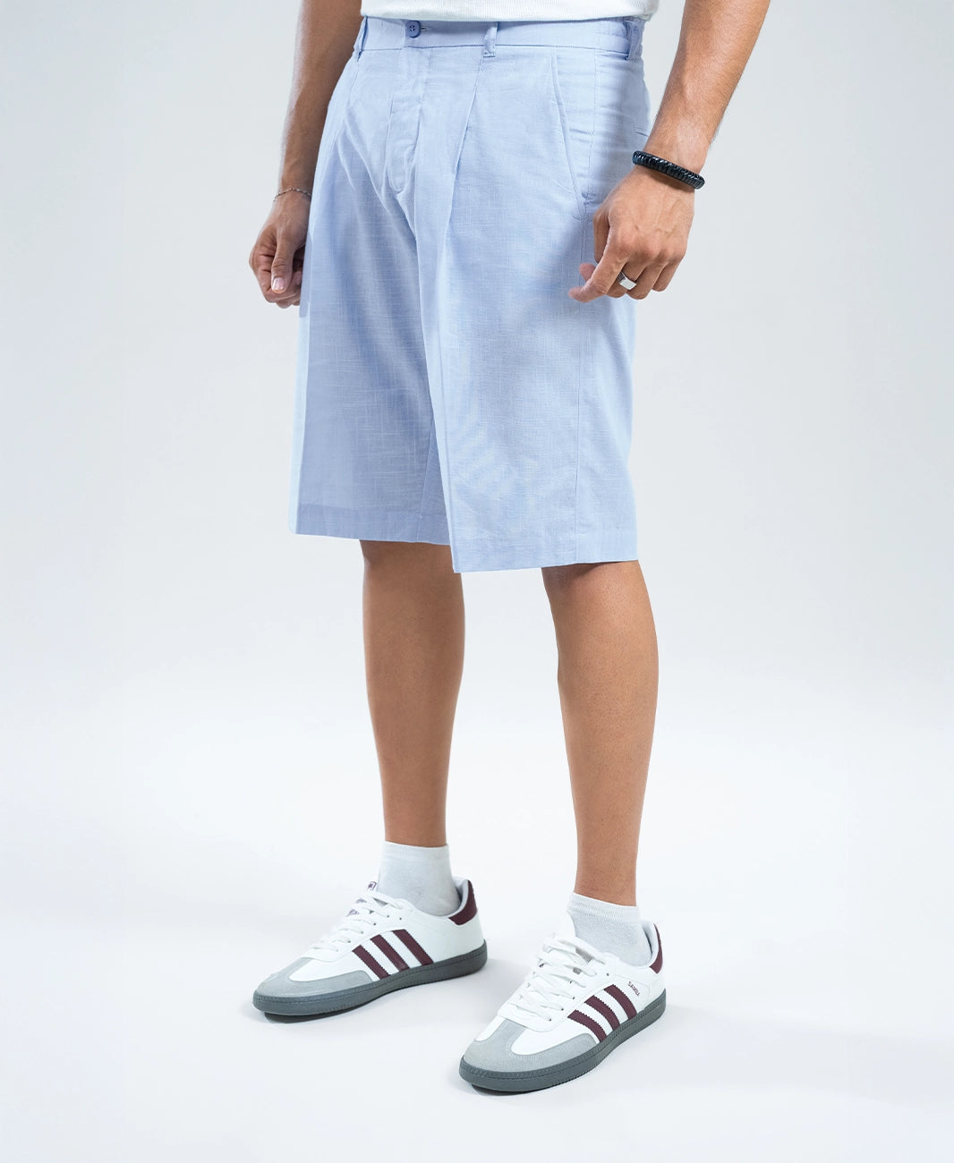 Coastal Sky Textured Linen Shorts