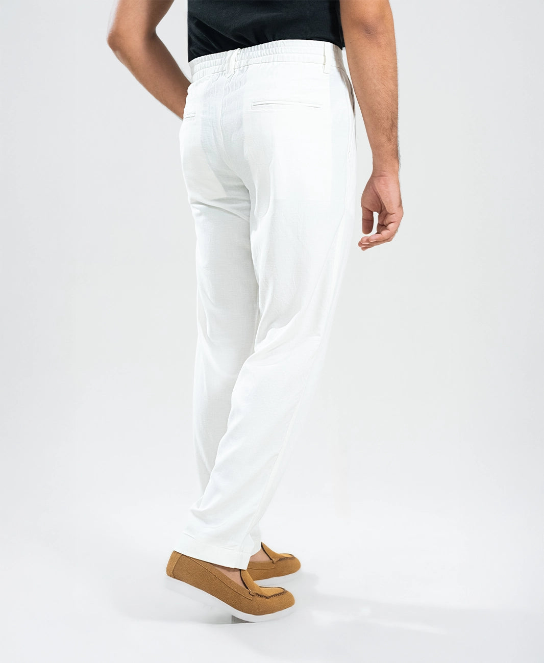 Egg White Irish Linen Slim-Fit Trousers