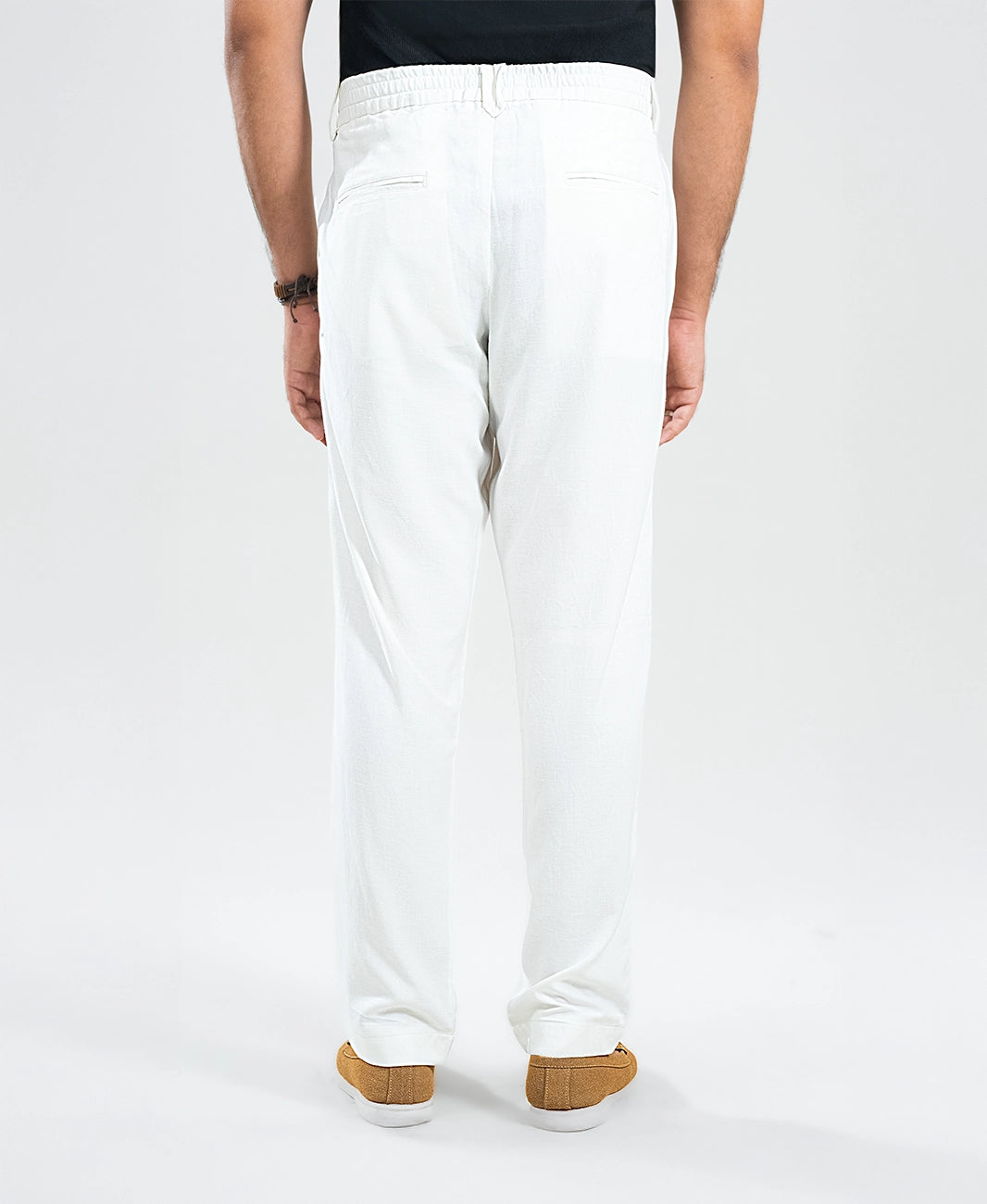 Egg White Irish Linen Slim-Fit Trousers