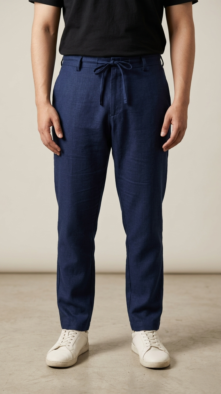 Men’s Navy Irish Linen Trousers