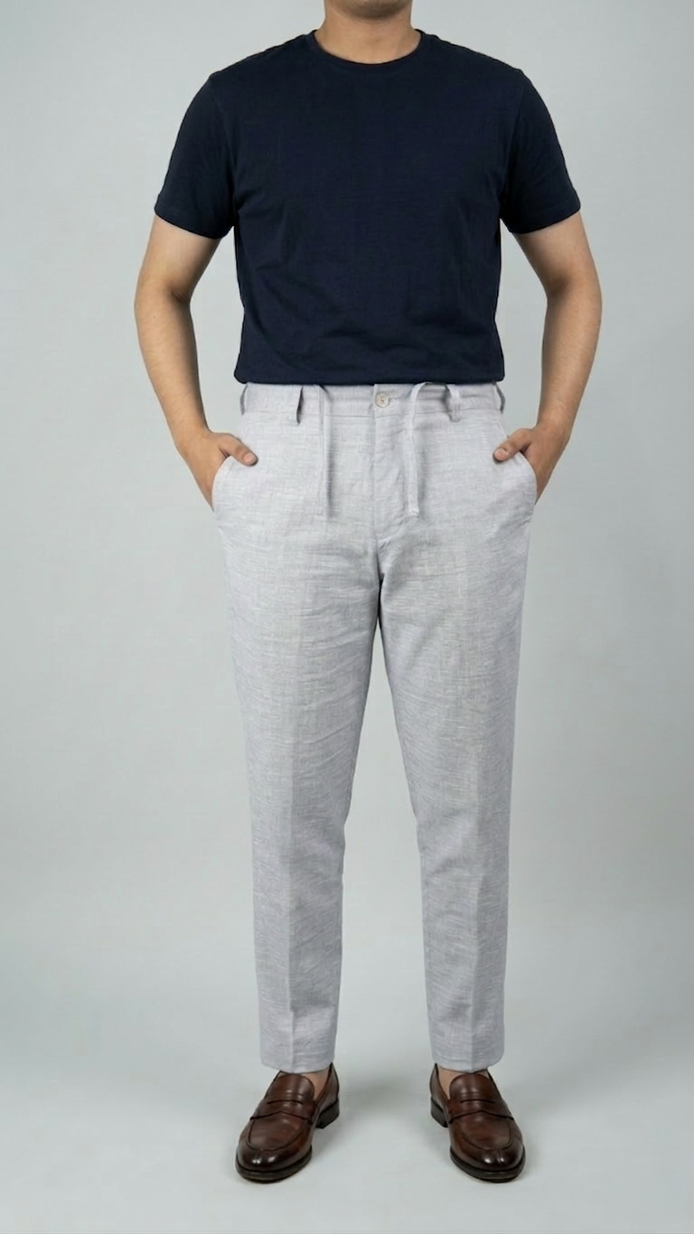Light Grey Irish Linen Summer Trousers