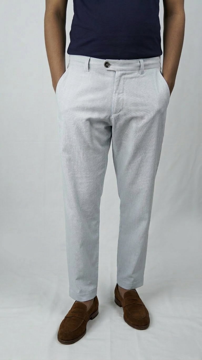 New Sky Blue Irish Linen Lightweight Trousers