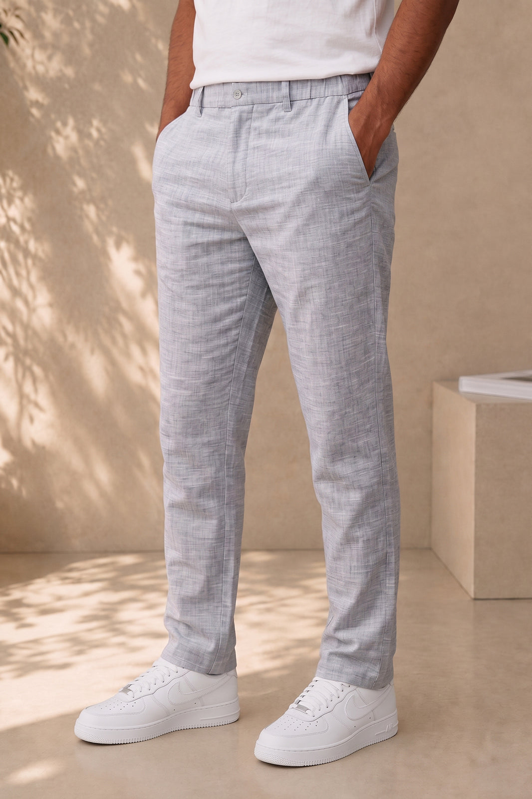 Light Grey Irish Linen Summer Trousers