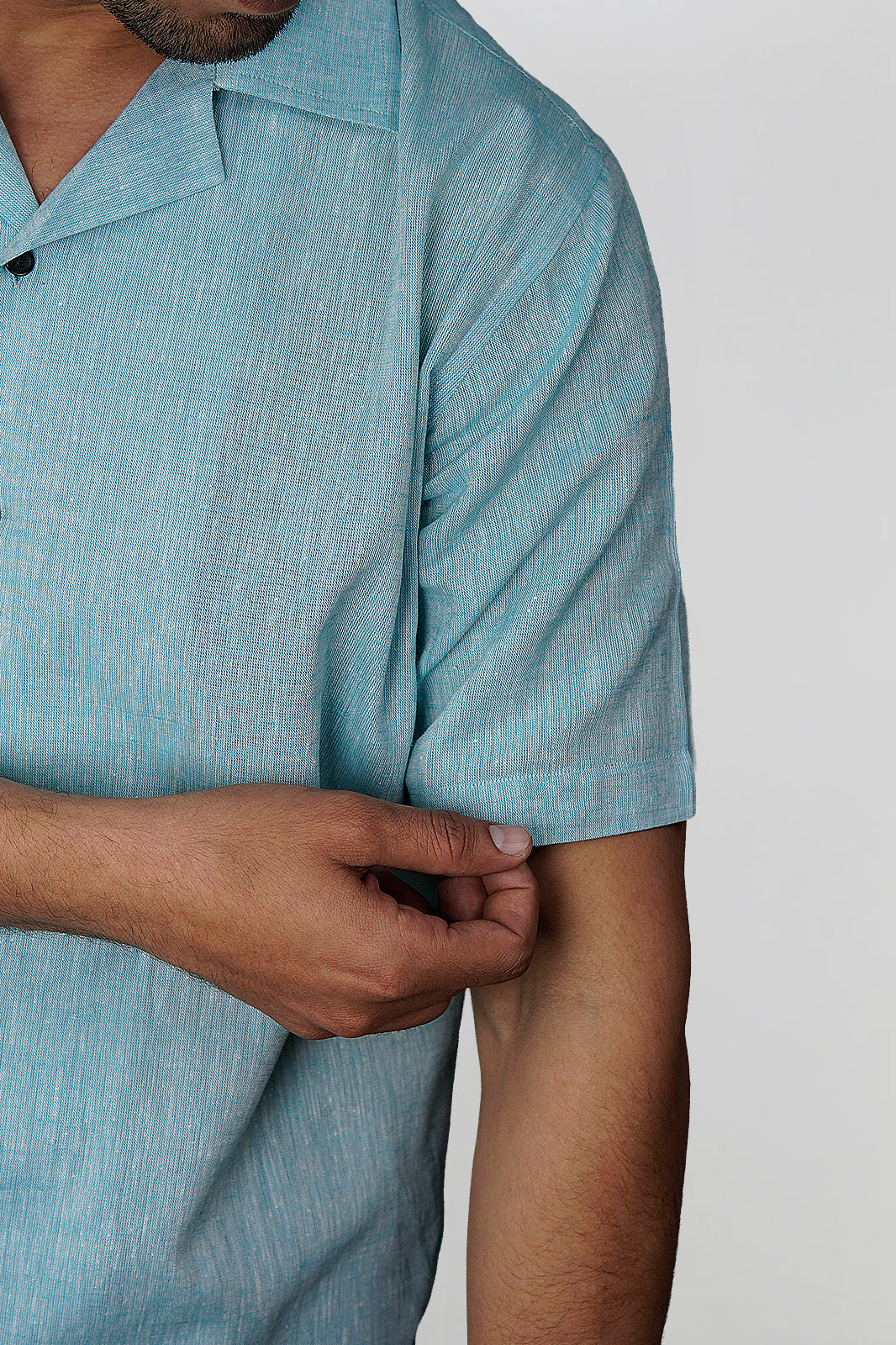 Sea Green Irish Linen Cuban Collar Shirt