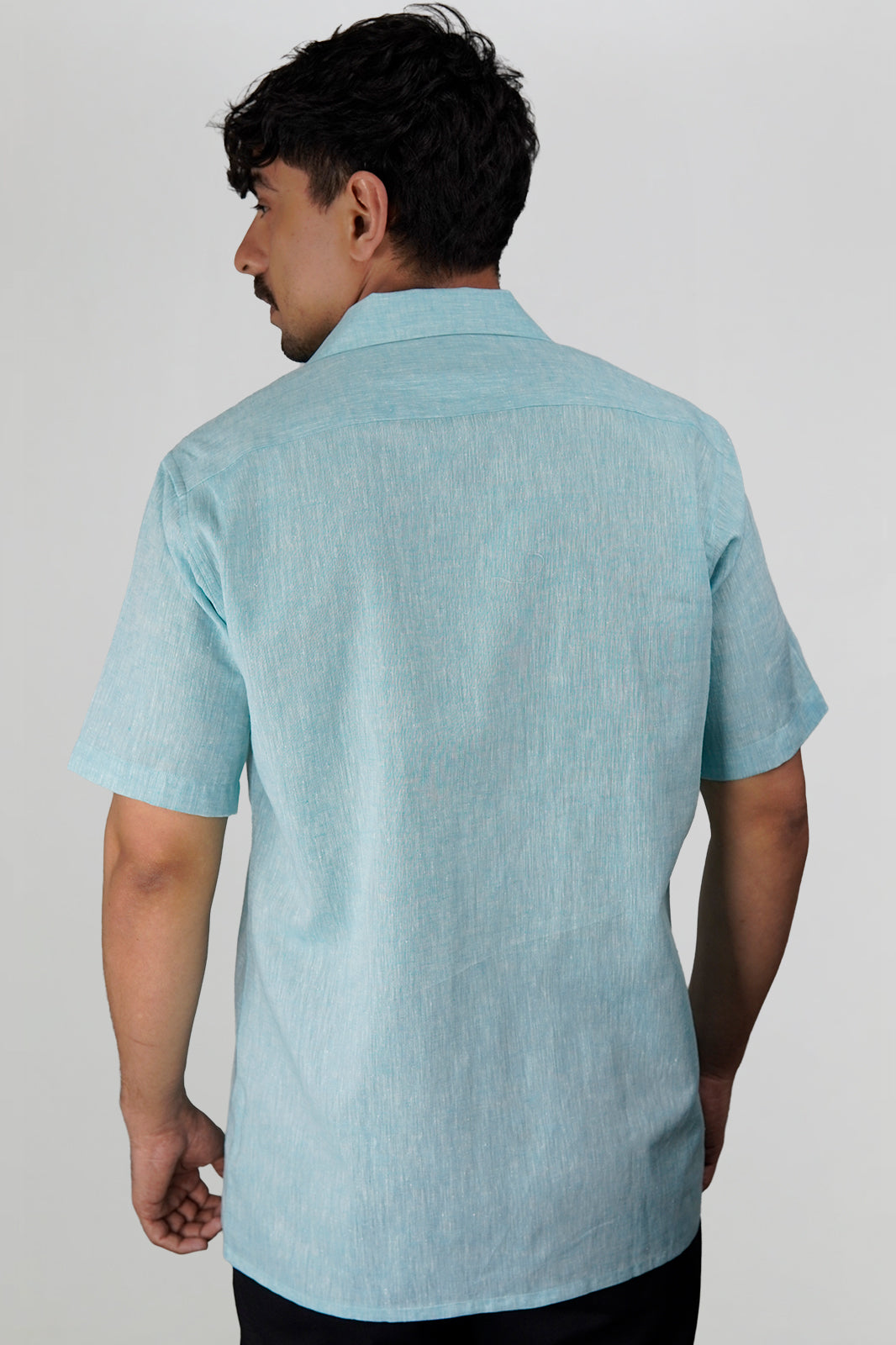 Sea Green Irish Linen Cuban Collar Shirt