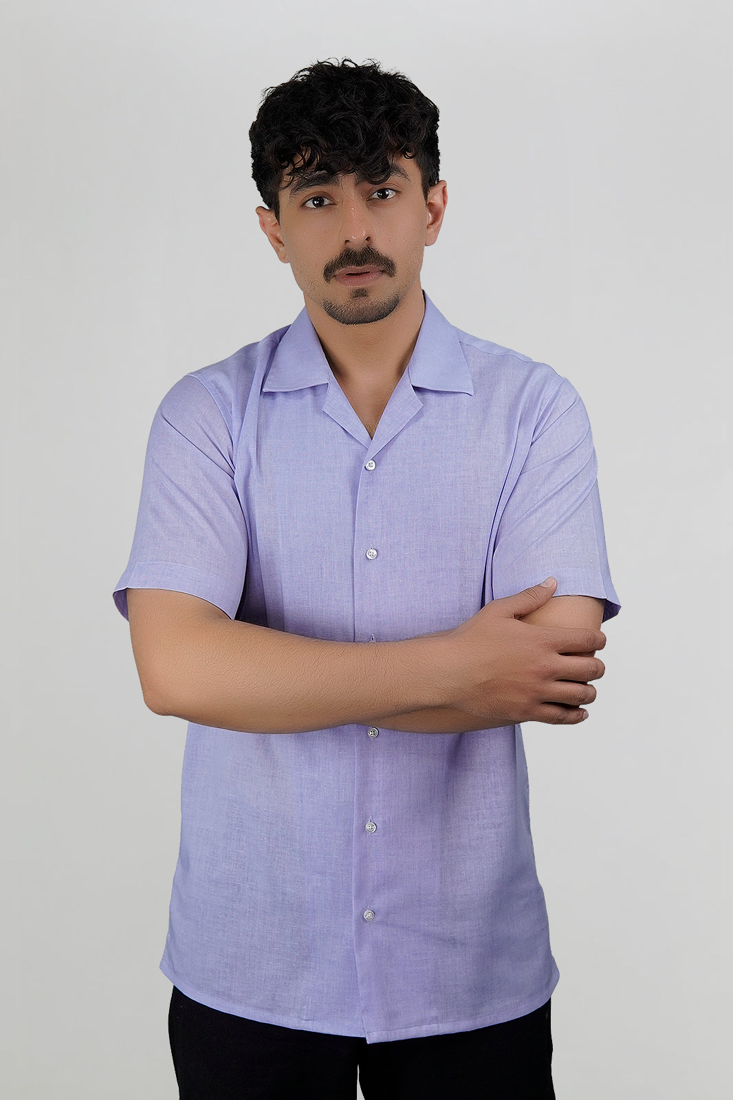 Muted Royal Irish Linen Cuban Shirt