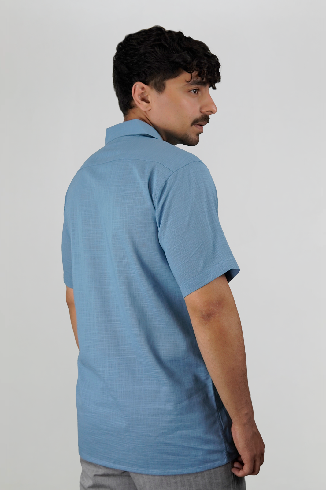 Light Turquise Irish Linen Cuban Collar Shirt