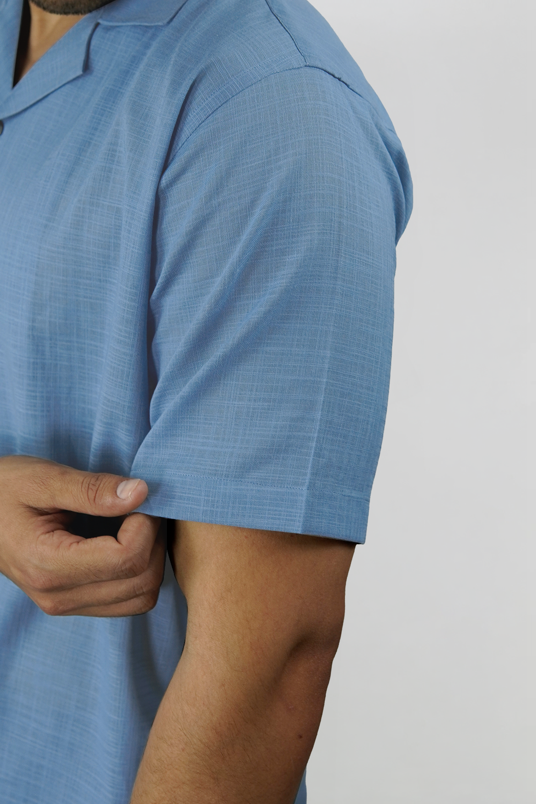 Light Turquise Irish Linen Cuban Collar Shirt