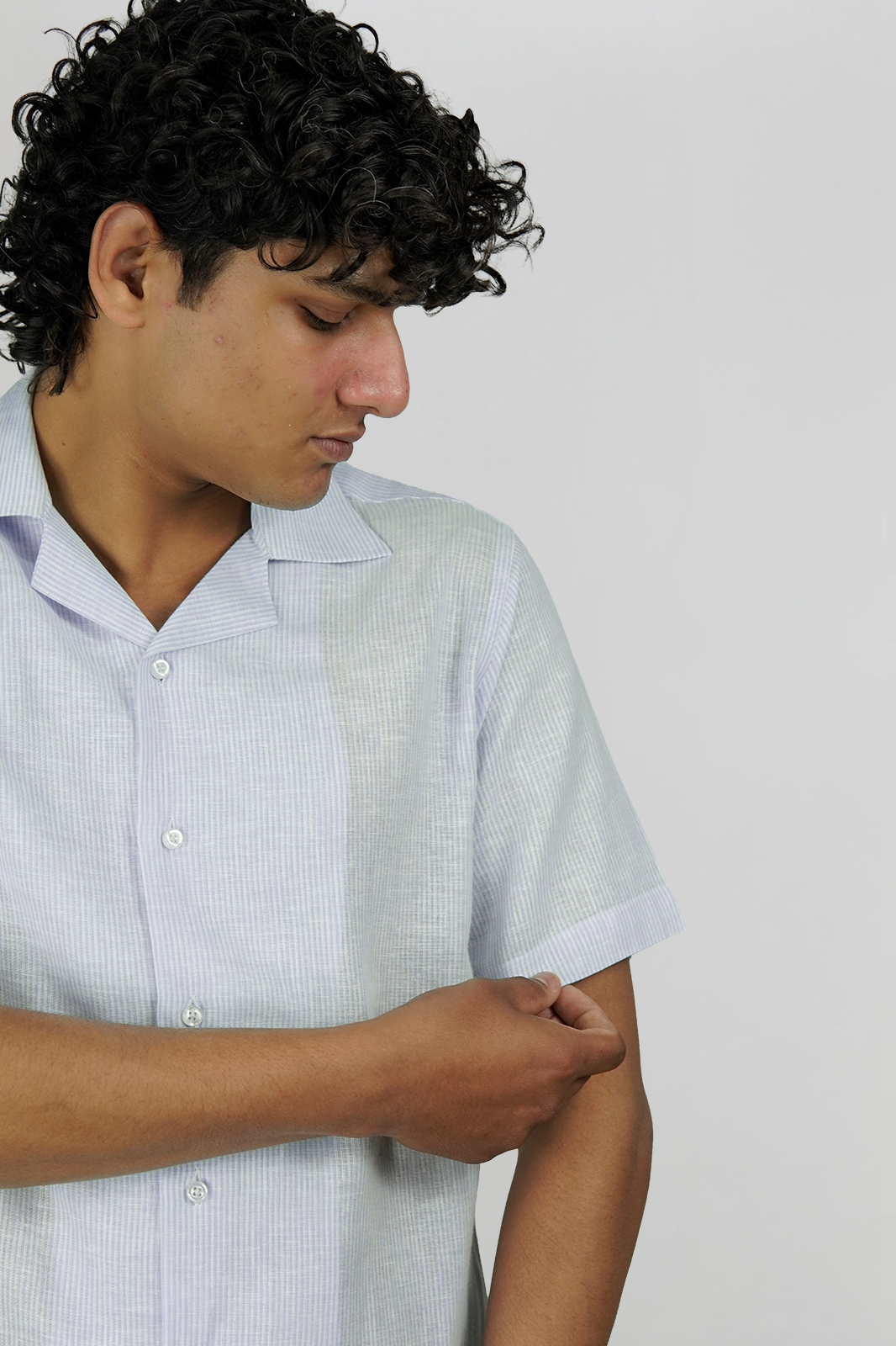 Coastal Blue Striped Irish Linen Cuban Shirt