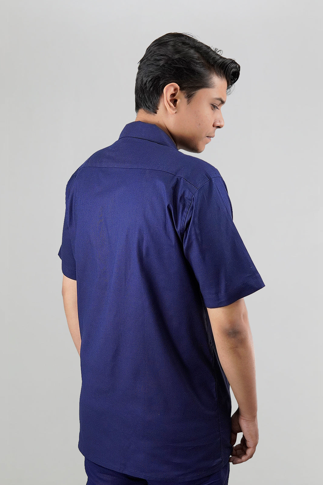 Deep Navy Irish Linen Cuban Collar Shirt
