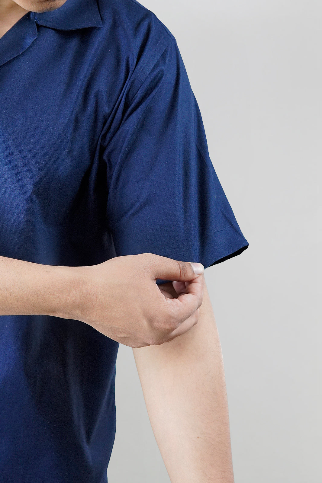 Deep Navy Irish Linen Cuban Collar Shirt