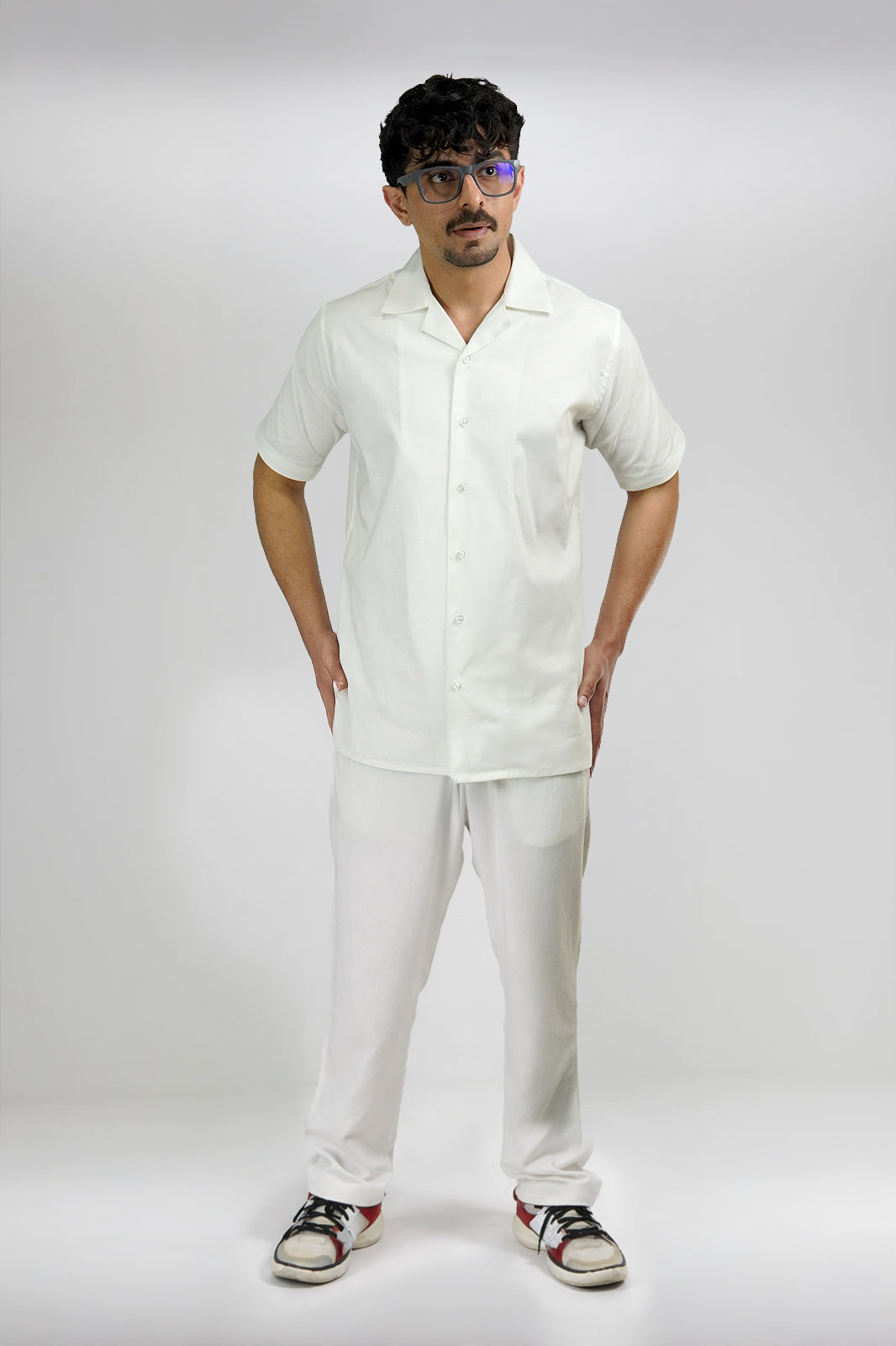 Mid White Heavy-Weight Irish Linen Cuban Shirt