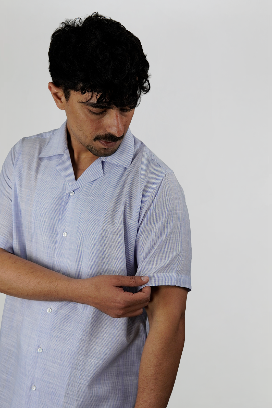 Sky Blue & White Stripe Irish Linen Cuban Shirt