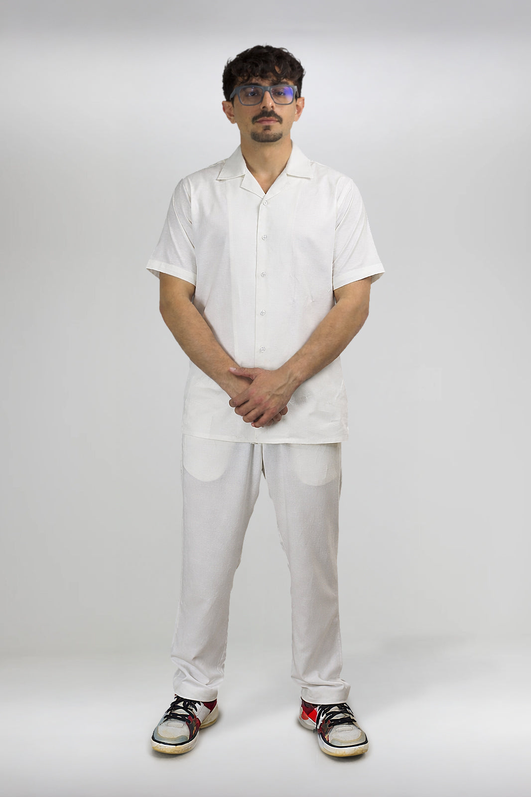 Egg White Irish Linen Slim-Fit Trousers
