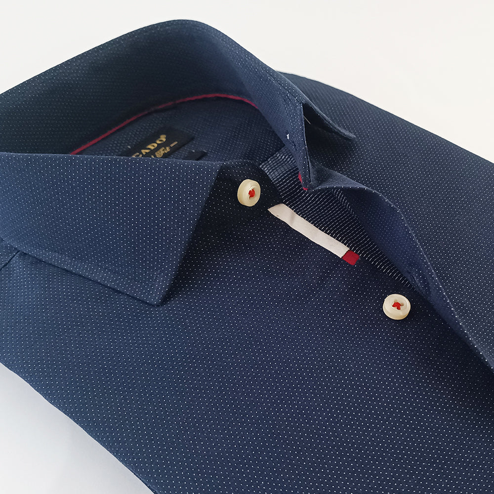 NAVY BLUE DOTTED DESIGNER SHIRT
