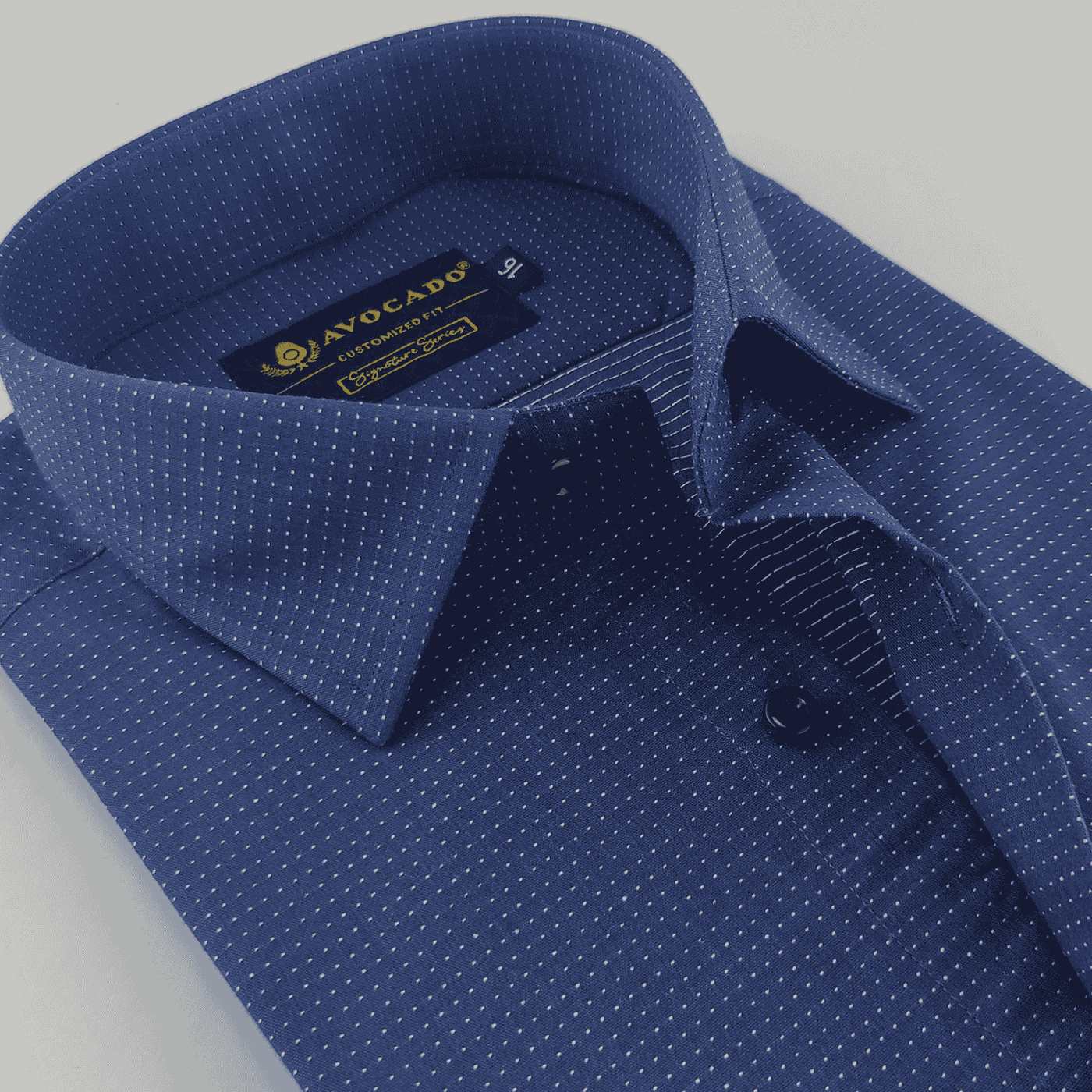 SIGNATURE NAVY BLUE WHITE DOTTED SHIRT