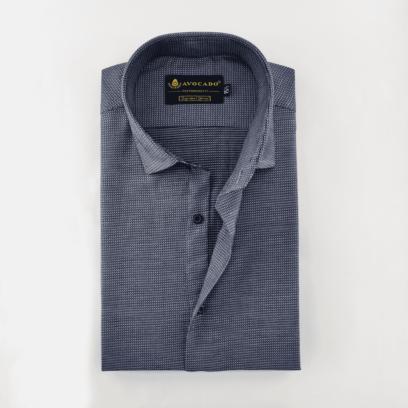 SIGNATURE NAVY BLUE AND BLACK TEXTURED SHIRT