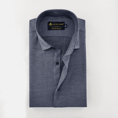 SIGNATURE NAVY BLUE AND BLACK TEXTURED SHIRT