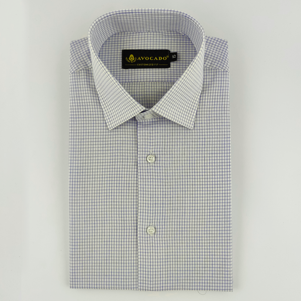 White & Navy Blue Check Shirt