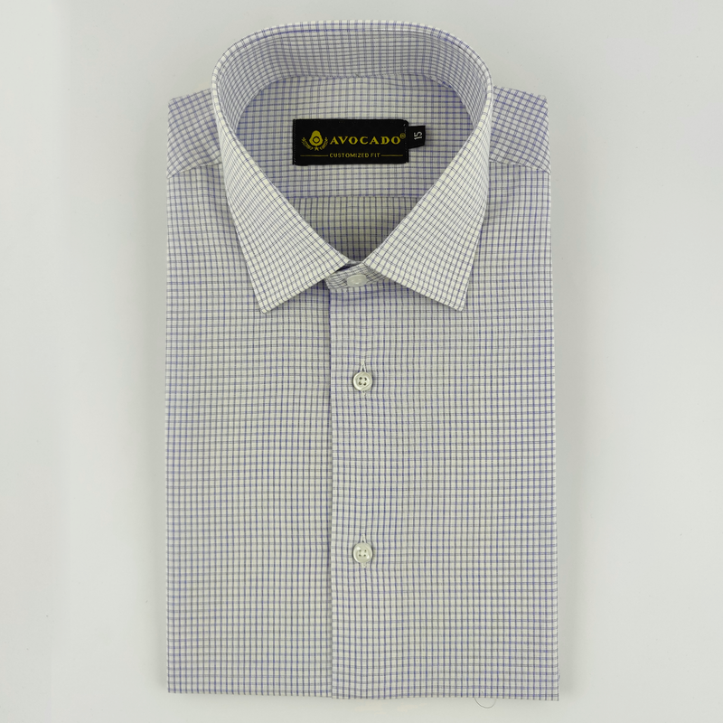 White & Navy Blue Check Shirt