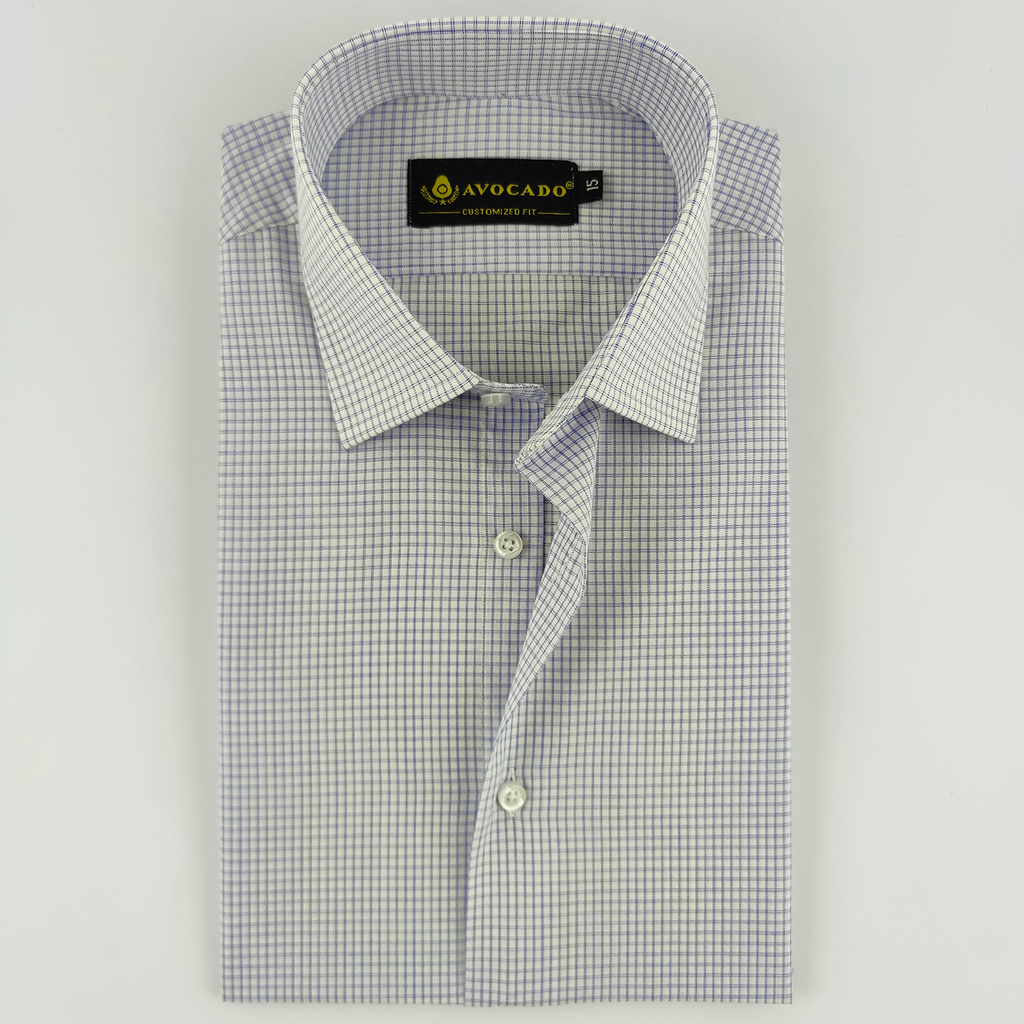 White & Navy Blue Check Shirt
