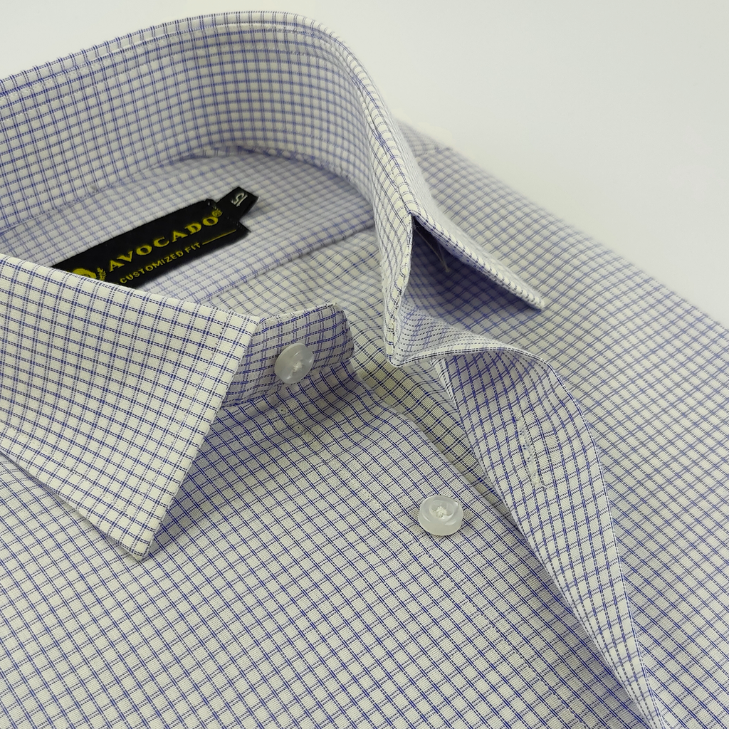 White & Navy Blue Check Shirt
