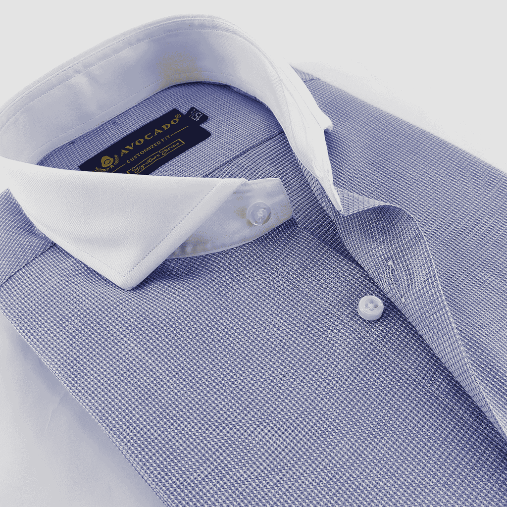 SIGNATURE BLUE AND WHITE SELF DOTTED SHIRT
